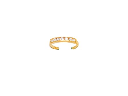 14K Gold CZ Channel Set Toe Ring Online Hot Sale