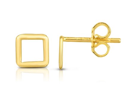 14K Gold Open Square Stud Earring Cheap