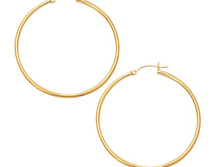 10K Gold 2x45mm Hoop Earring For Cheap