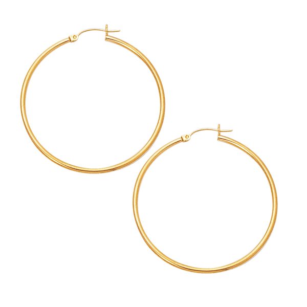 10K Gold 2x45mm Hoop Earring For Cheap