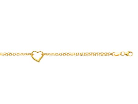 10K Gold Polished Heart Anklet Online Hot Sale