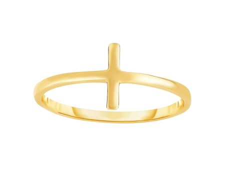 14K Gold Side Cross Ring Online now