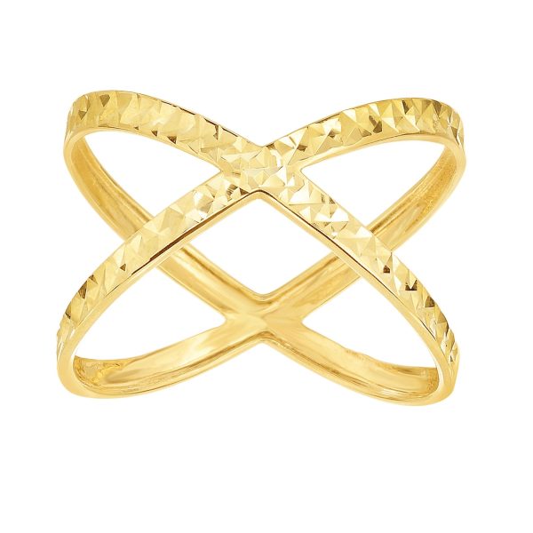 14K Gold Diamond Cut CrissCross Ring Supply